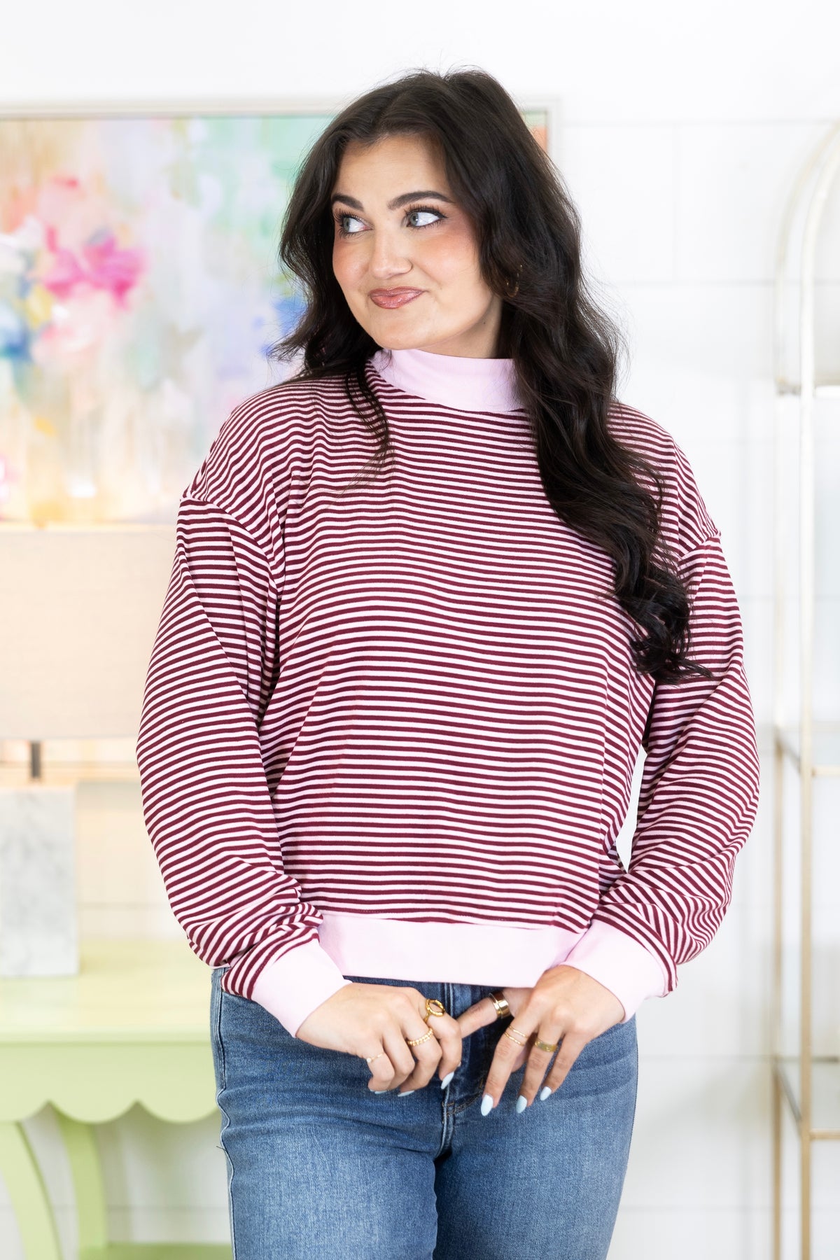 On Repeat Mockneck Pullover-Sweatshirt-Wishlist-The Village Shoppe, Women’s Fashion Boutique, Shop Online and In Store - Located in Muscle Shoals, AL.