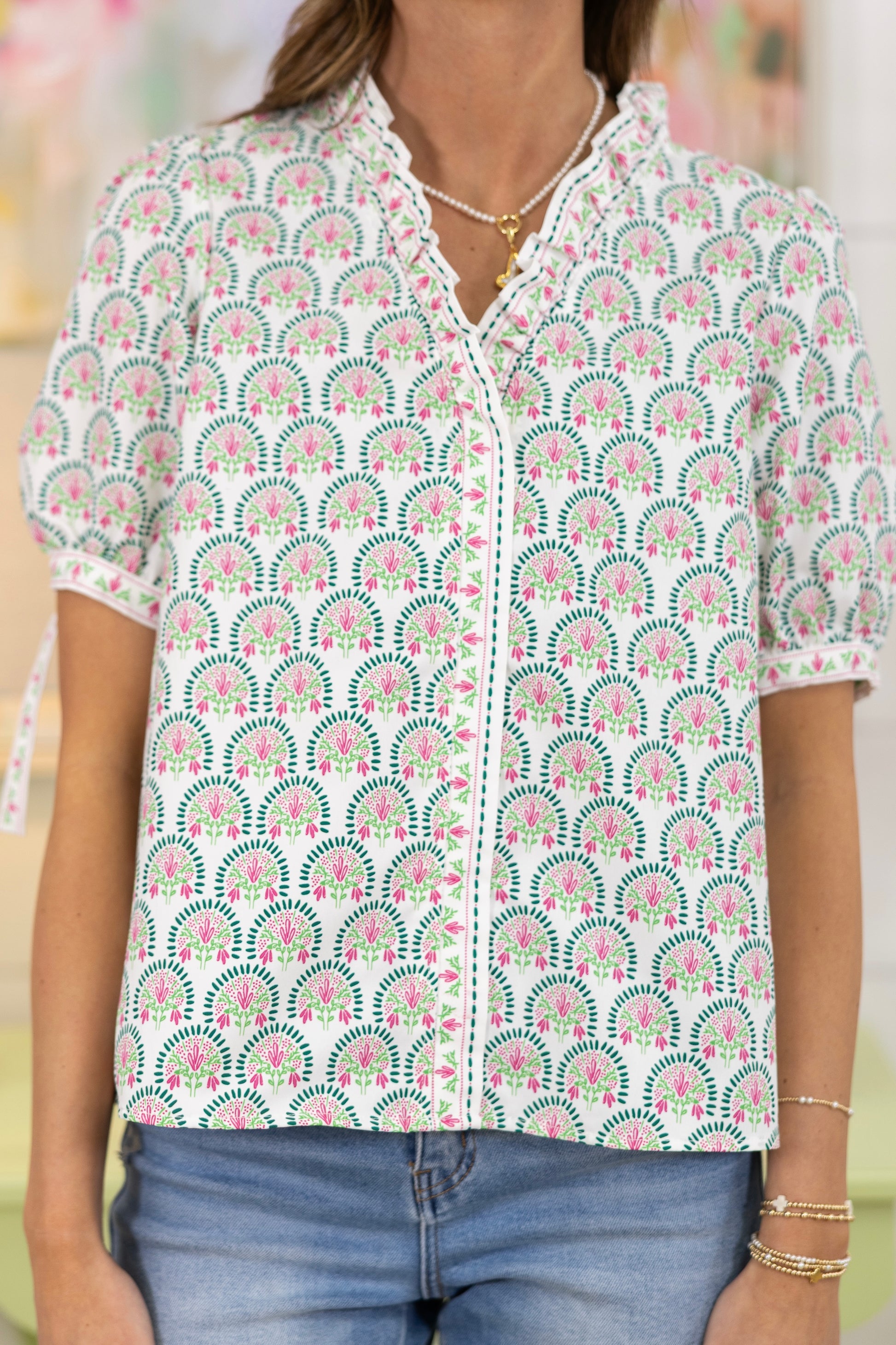 The Mallie Blouse | Mary Square-Short Sleeves-Mary Square-The Village Shoppe, Women’s Fashion Boutique, Shop Online and In Store - Located in Muscle Shoals, AL.