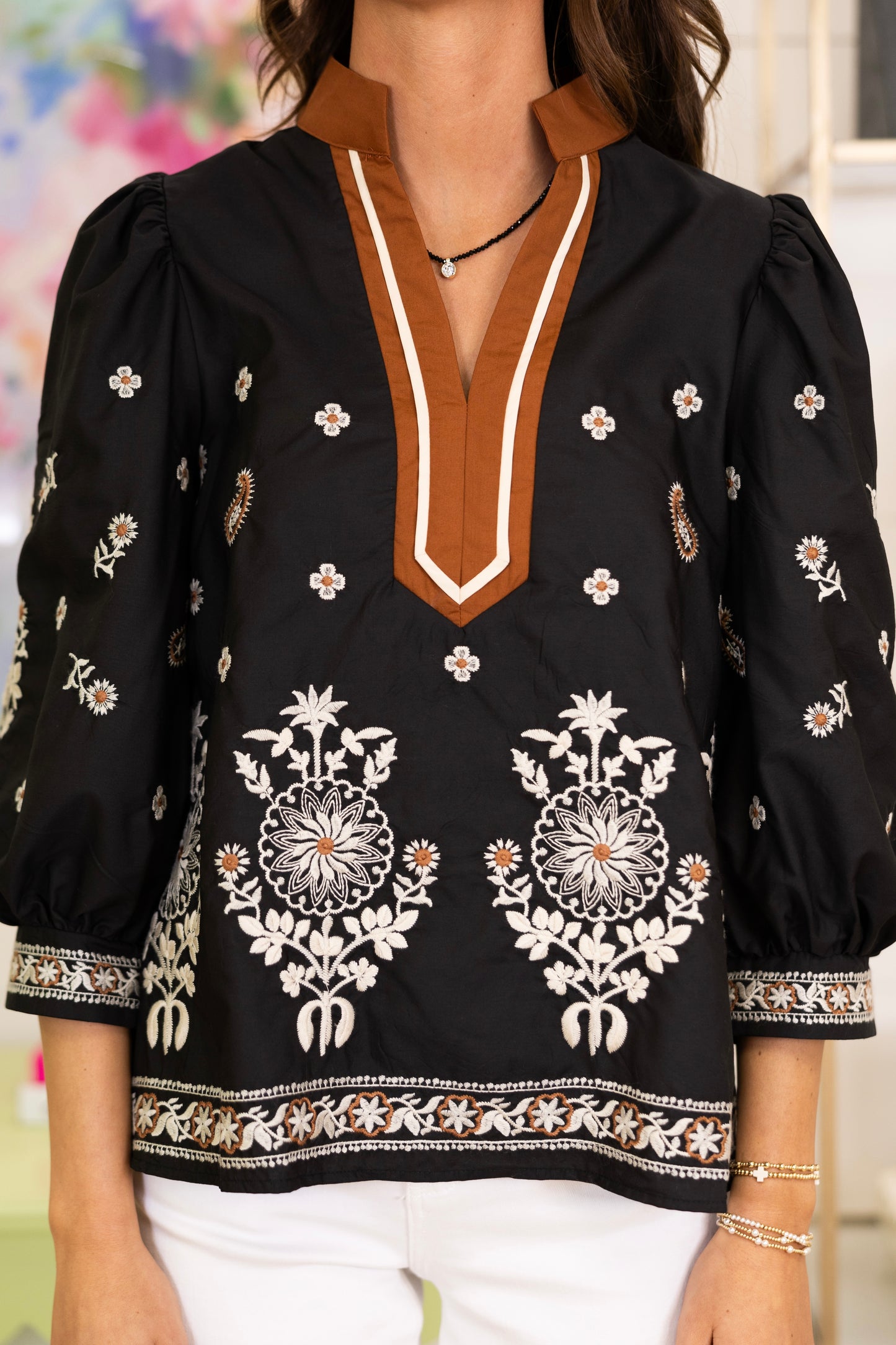 The Dempsey Top-3/4 Sleeves-Entro-The Village Shoppe, Women’s Fashion Boutique, Shop Online and In Store - Located in Muscle Shoals, AL.