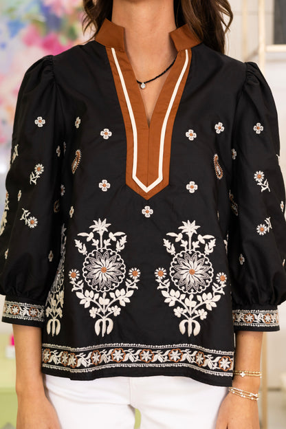 The Dempsey Top-3/4 Sleeves-Entro-The Village Shoppe, Women’s Fashion Boutique, Shop Online and In Store - Located in Muscle Shoals, AL.