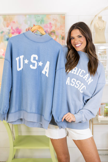American Classic Mockneck-Sweatshirt-Le Lis-The Village Shoppe, Women’s Fashion Boutique, Shop Online and In Store - Located in Muscle Shoals, AL.