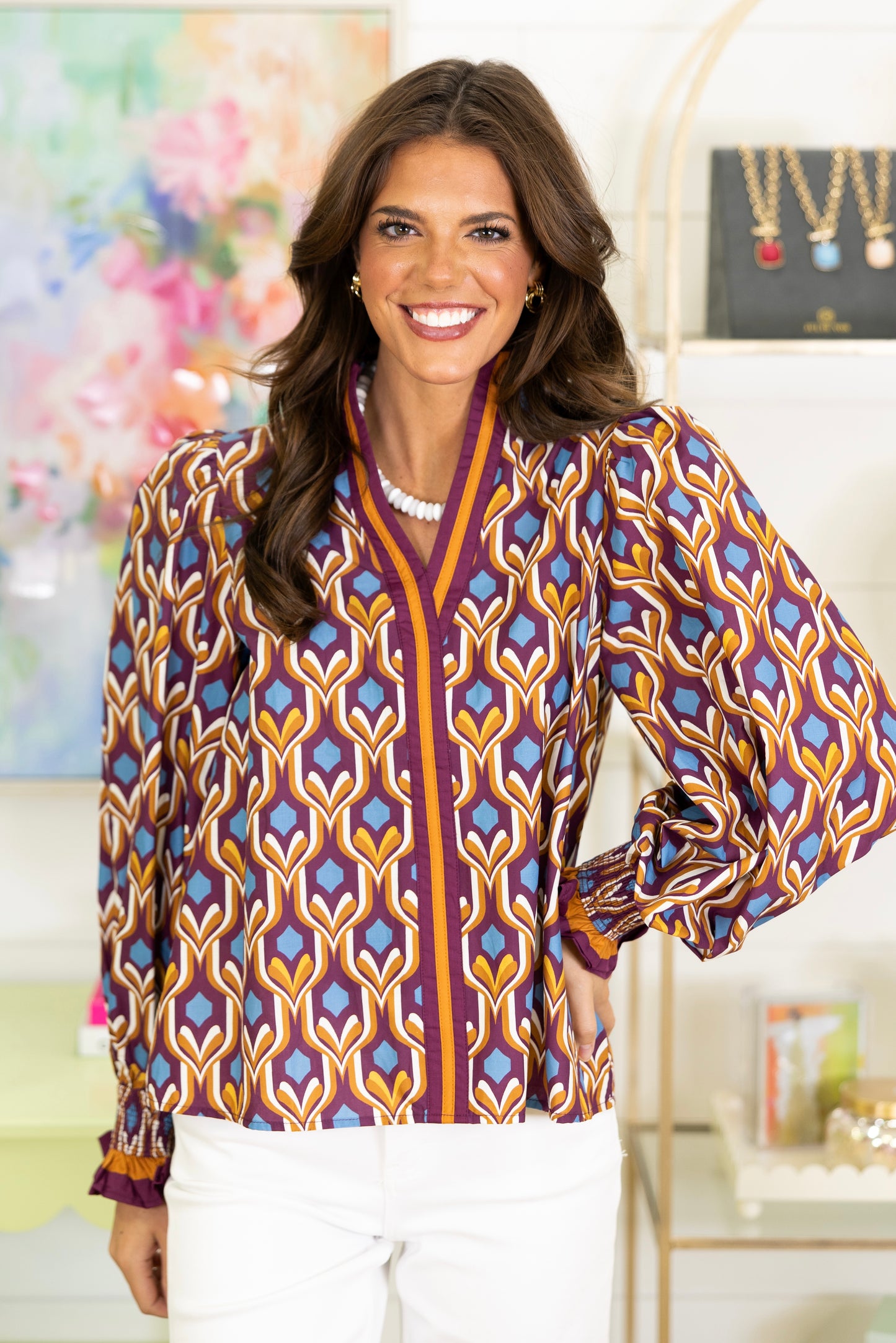 The Robbie Blouse-Long Sleeves-Entro-The Village Shoppe, Women’s Fashion Boutique, Shop Online and In Store - Located in Muscle Shoals, AL.