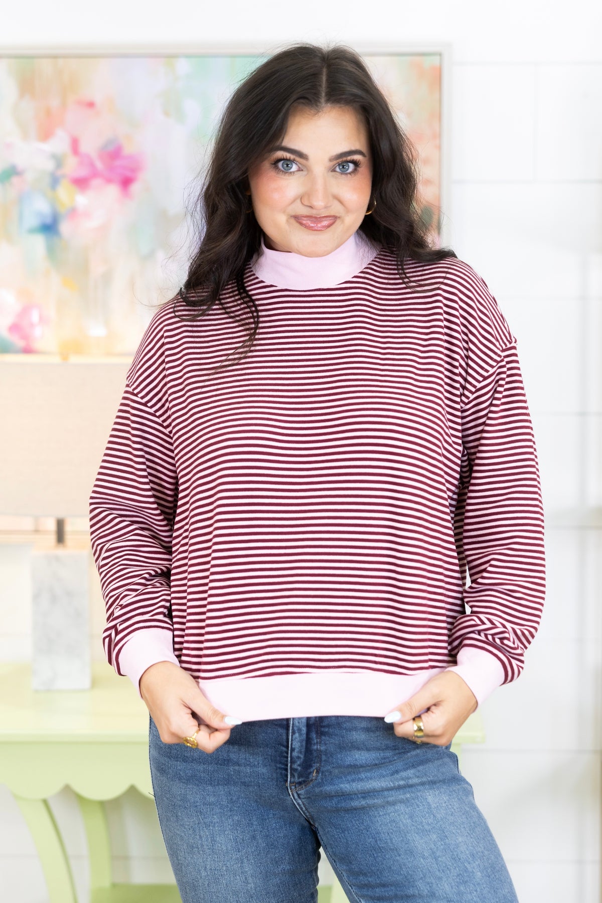 On Repeat Mockneck Pullover-Sweatshirt-Wishlist-The Village Shoppe, Women’s Fashion Boutique, Shop Online and In Store - Located in Muscle Shoals, AL.