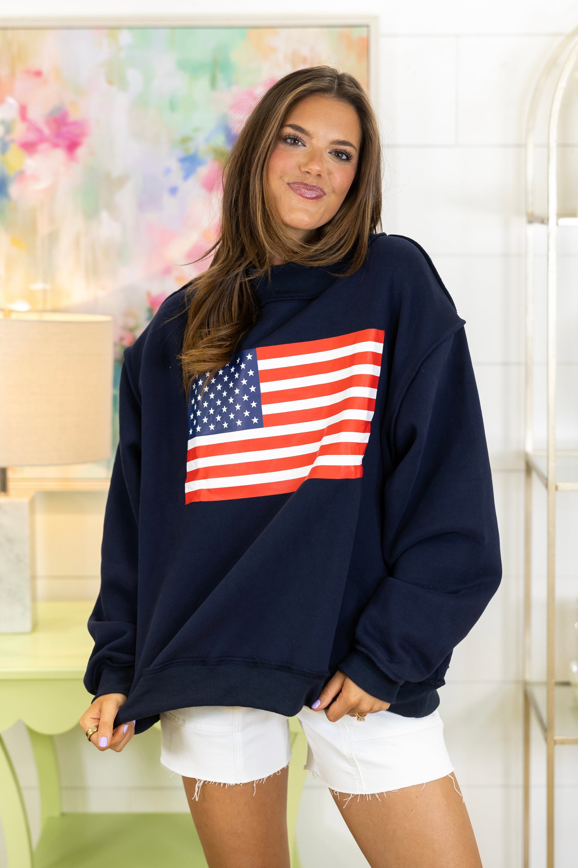 Star-Spangled Sweatshirt-Sweatshirt-Bucketlist-The Village Shoppe, Women’s Fashion Boutique, Shop Online and In Store - Located in Muscle Shoals, AL.
