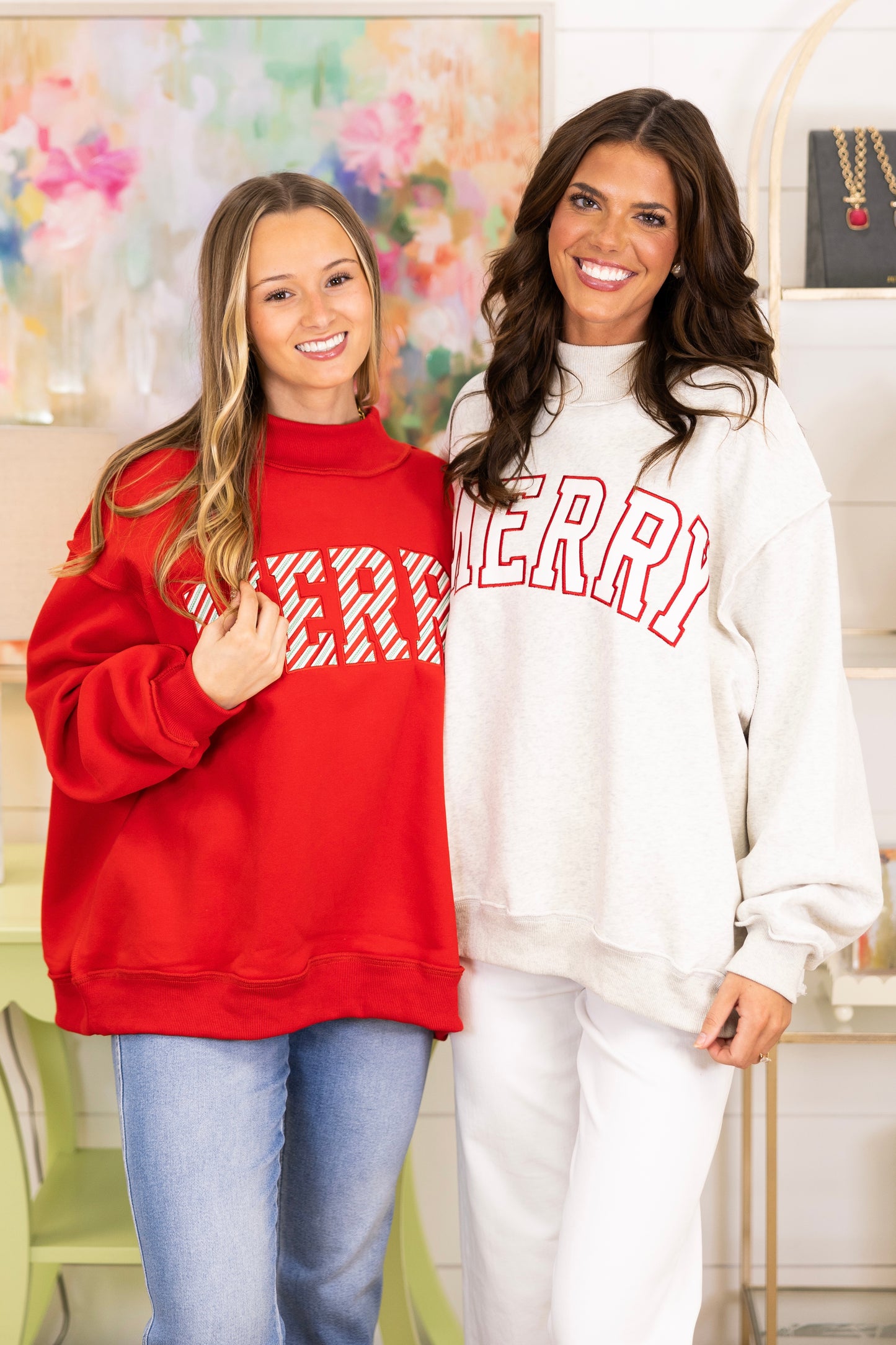 The Merry Mockneck-Sweatshirt-Bucketlist-The Village Shoppe, Women’s Fashion Boutique, Shop Online and In Store - Located in Muscle Shoals, AL.
