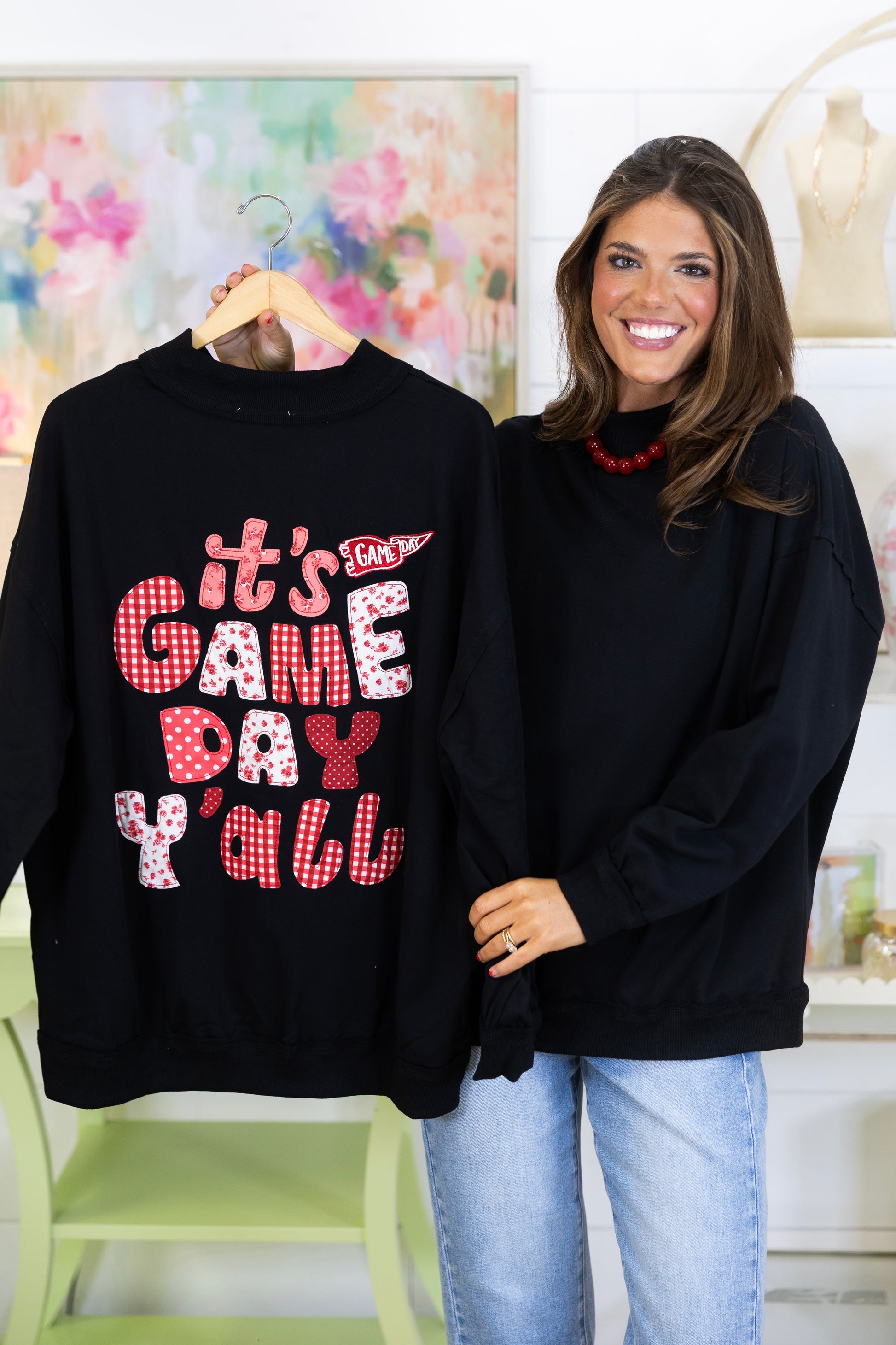 It's Gameday Y'all Sweatshirt-Sweatshirt-Peach Love California-The Village Shoppe, Women’s Fashion Boutique, Shop Online and In Store - Located in Muscle Shoals, AL.