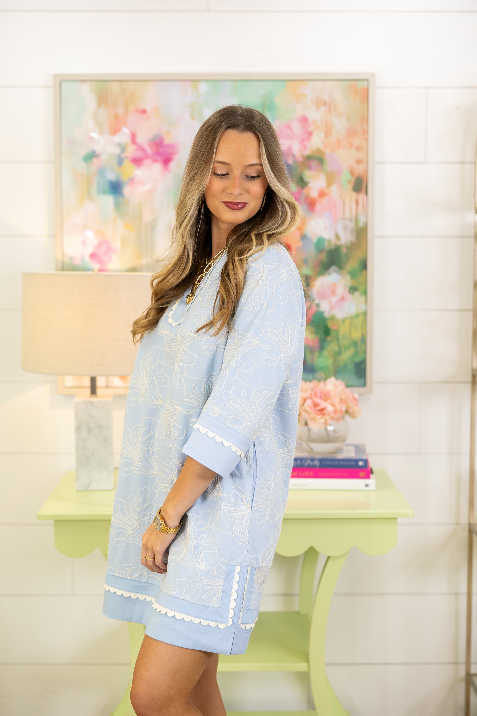 Seabreeze Embroidered Shift Dress-Mini Dress-Jodifl-The Village Shoppe, Women’s Fashion Boutique, Shop Online and In Store - Located in Muscle Shoals, AL.