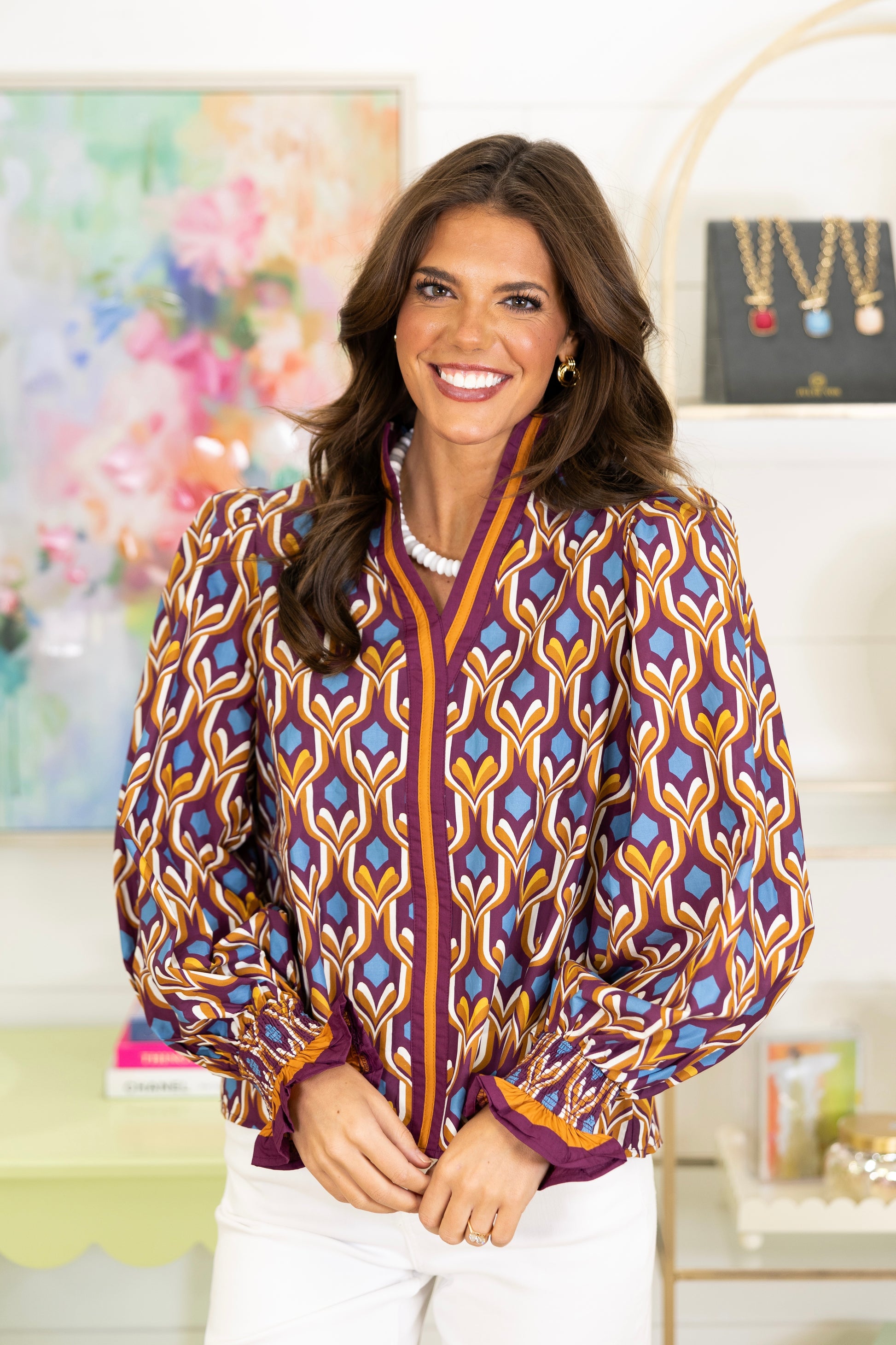 The Robbie Blouse-Long Sleeves-Entro-The Village Shoppe, Women’s Fashion Boutique, Shop Online and In Store - Located in Muscle Shoals, AL.