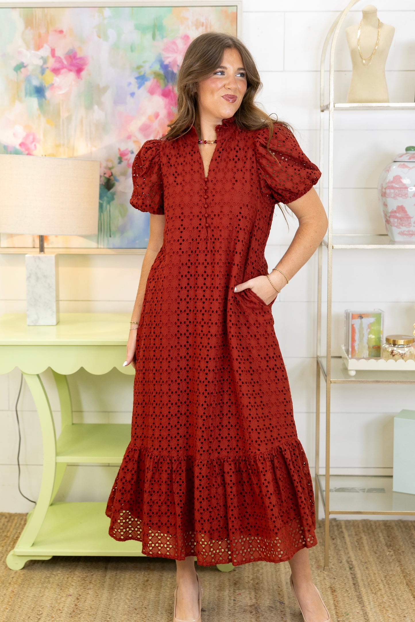 The Elsie Eyelet Midi Dress