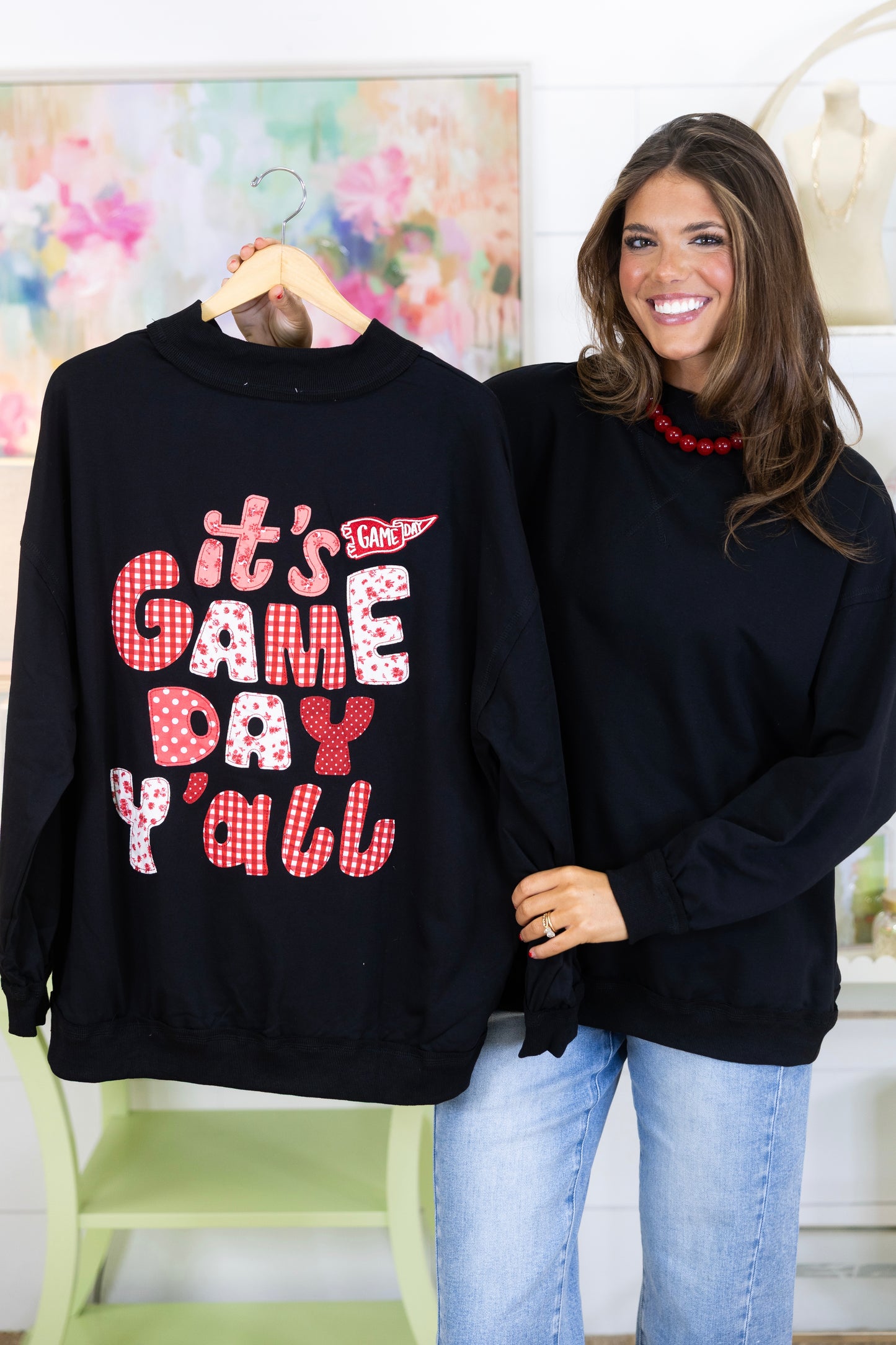 It's Gameday Y'all Sweatshirt-Sweatshirt-Peach Love California-The Village Shoppe, Women’s Fashion Boutique, Shop Online and In Store - Located in Muscle Shoals, AL.