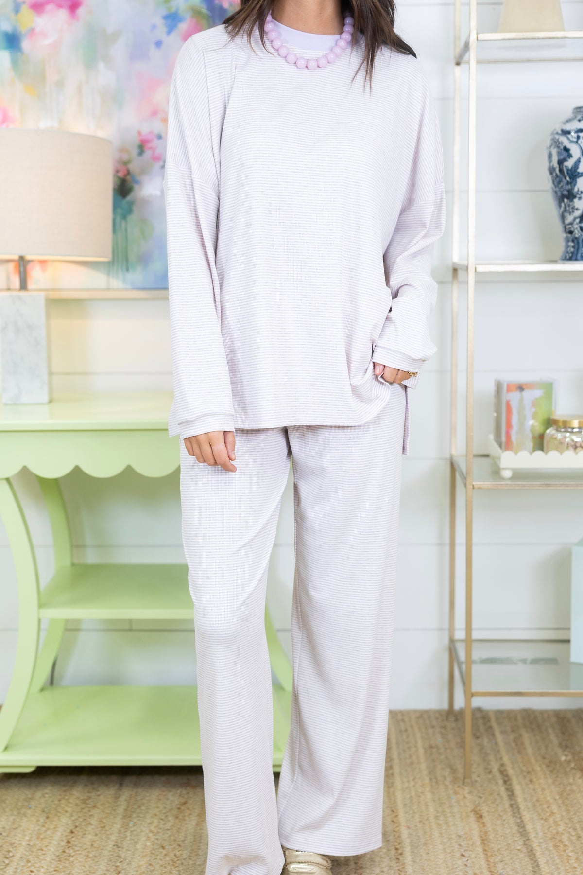 Sassy Stripe Lounge Set-Matching Set-Things Between-The Village Shoppe, Women’s Fashion Boutique, Shop Online and In Store - Located in Muscle Shoals, AL.