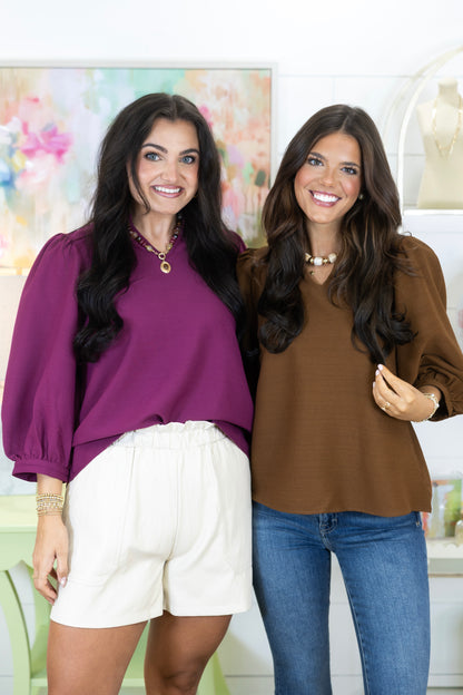 The Meredith Blouse-3/4 Sleeves-Jodifl-The Village Shoppe, Women’s Fashion Boutique, Shop Online and In Store - Located in Muscle Shoals, AL.