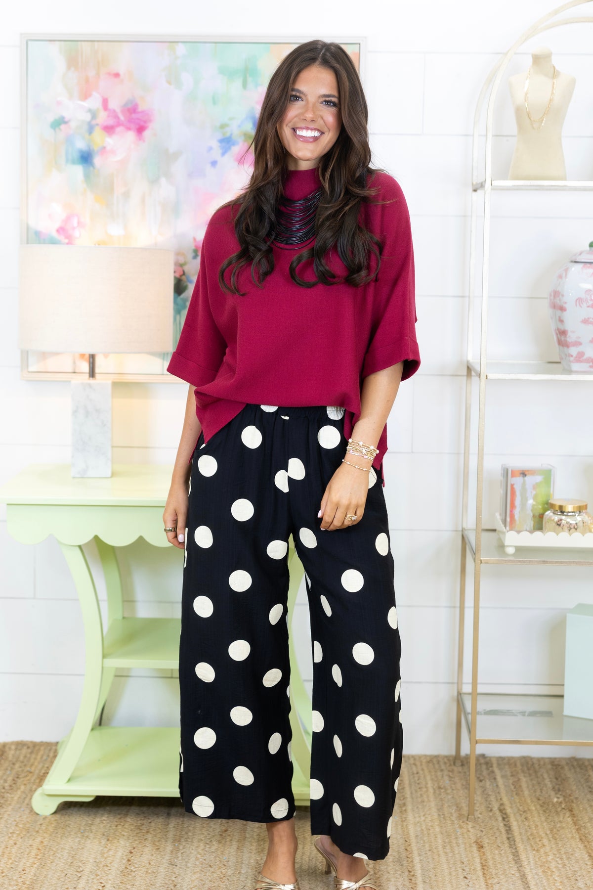 The Pippa Polka Dot Pant-Pant-Umgee-The Village Shoppe, Women’s Fashion Boutique, Shop Online and In Store - Located in Muscle Shoals, AL.