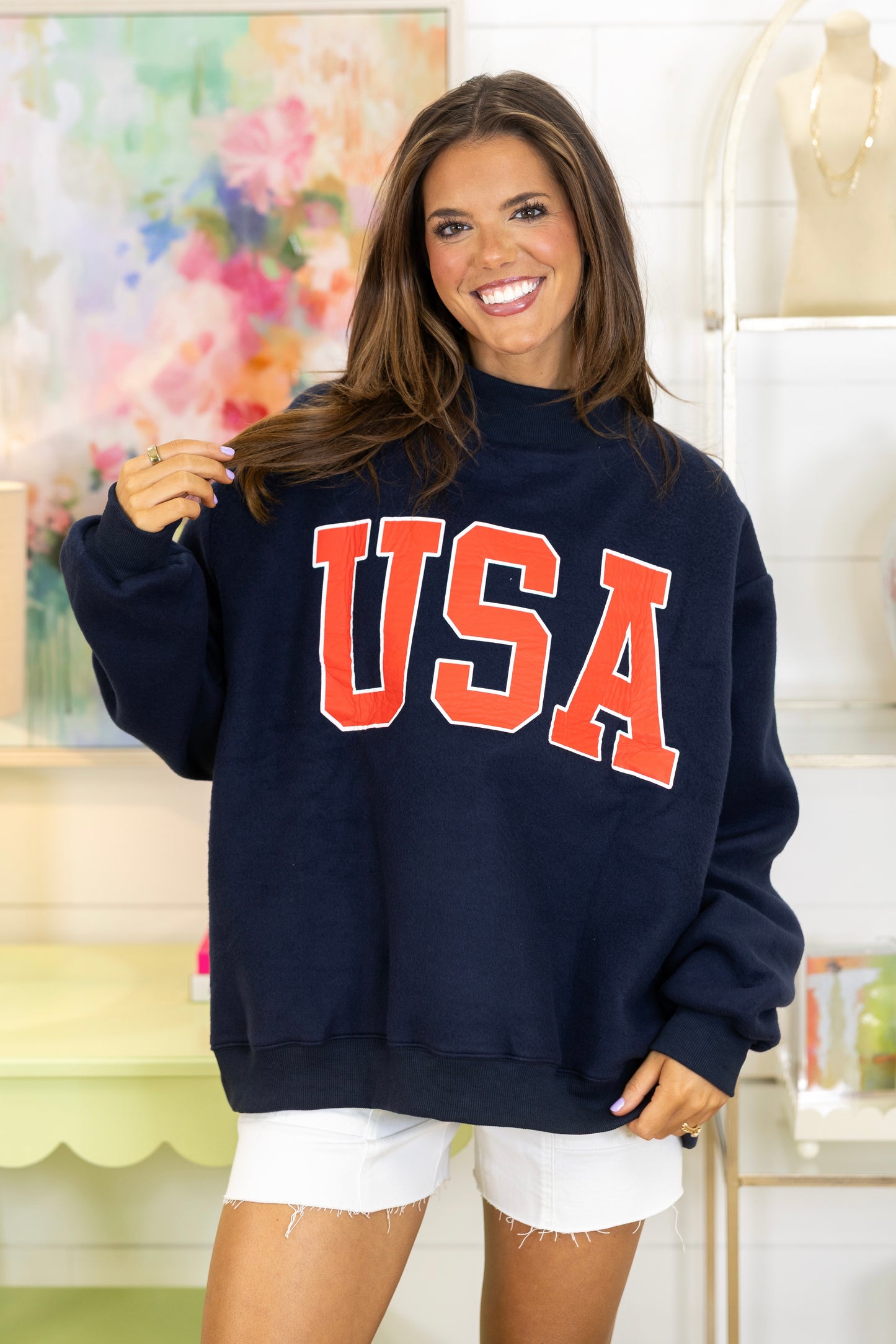 Star-Spangled Sweatshirt-Sweatshirt-Bucketlist-The Village Shoppe, Women’s Fashion Boutique, Shop Online and In Store - Located in Muscle Shoals, AL.