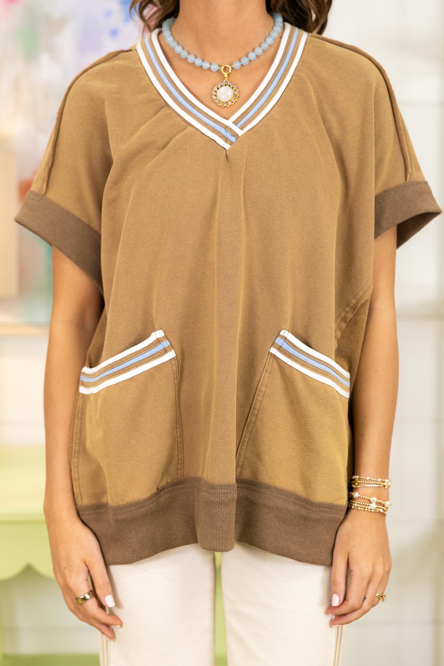 The Bambi Pullover-Short Sleeves-Easel-The Village Shoppe, Women’s Fashion Boutique, Shop Online and In Store - Located in Muscle Shoals, AL.