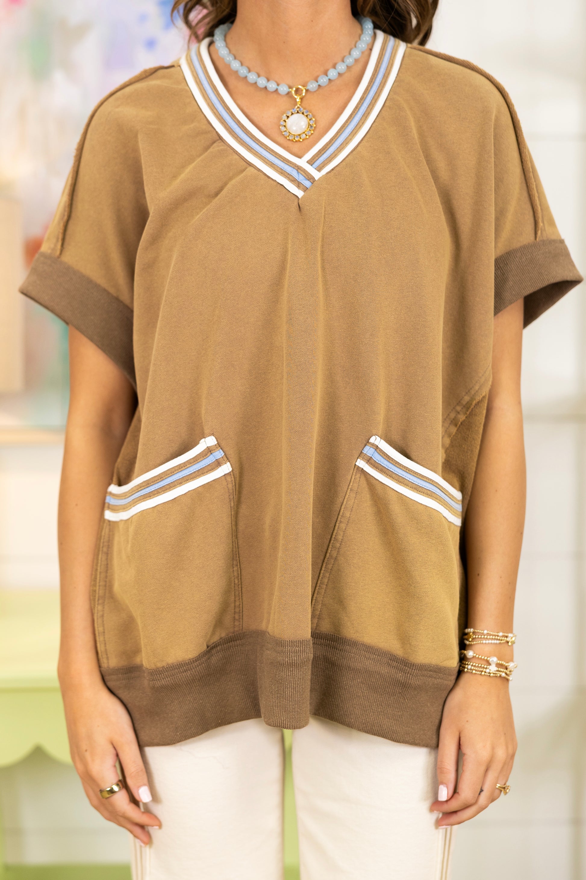 The Bambi Pullover-Short Sleeves-Easel-The Village Shoppe, Women’s Fashion Boutique, Shop Online and In Store - Located in Muscle Shoals, AL.
