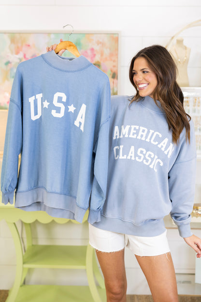 American Classic Mockneck-Sweatshirt-Le Lis-The Village Shoppe, Women’s Fashion Boutique, Shop Online and In Store - Located in Muscle Shoals, AL.