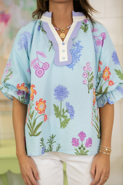 Garden Stroll Blouse-Short Sleeves-Umgee-The Village Shoppe, Women’s Fashion Boutique, Shop Online and In Store - Located in Muscle Shoals, AL.