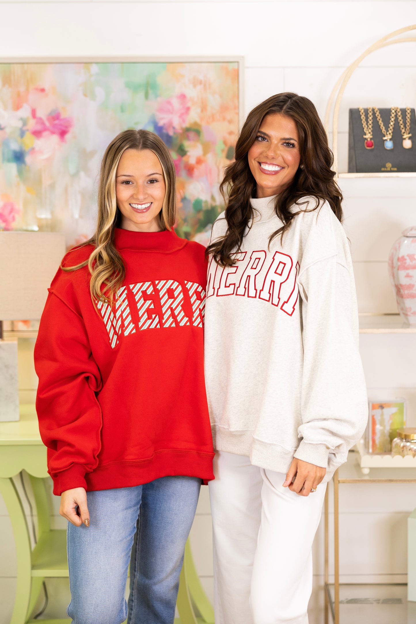 The Merry Mockneck-Sweatshirt-Bucketlist-The Village Shoppe, Women’s Fashion Boutique, Shop Online and In Store - Located in Muscle Shoals, AL.