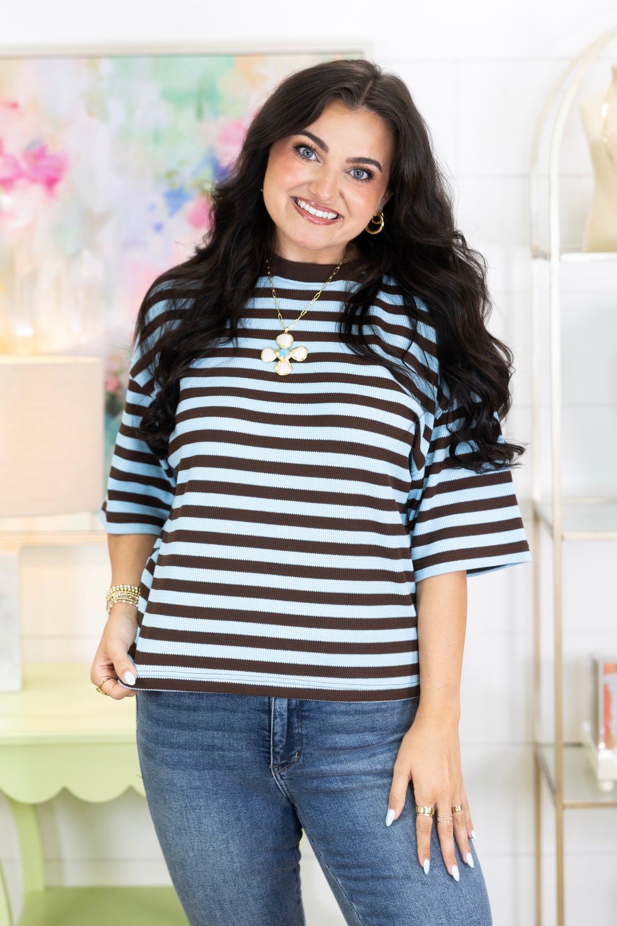 The Wallen Top-Short Sleeves-Entro-The Village Shoppe, Women’s Fashion Boutique, Shop Online and In Store - Located in Muscle Shoals, AL.