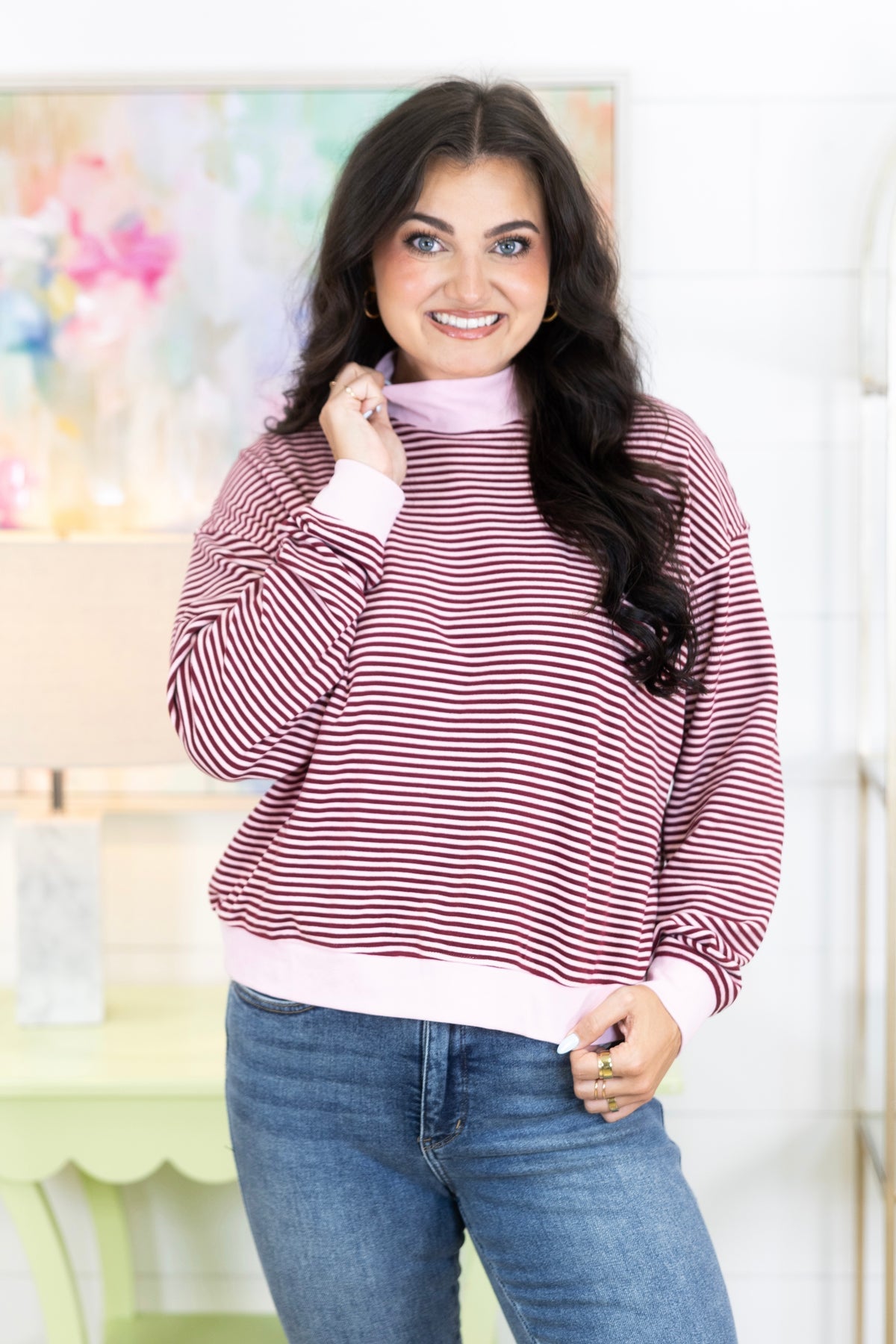 On Repeat Mockneck Pullover-Sweatshirt-Wishlist-The Village Shoppe, Women’s Fashion Boutique, Shop Online and In Store - Located in Muscle Shoals, AL.