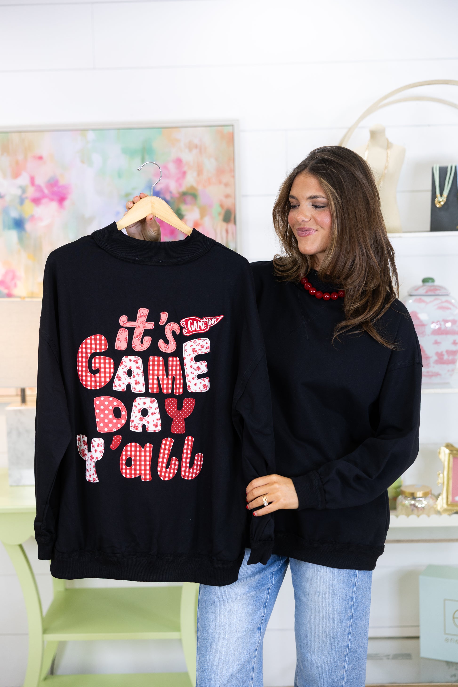 It's Gameday Y'all Sweatshirt-Sweatshirt-Peach Love California-The Village Shoppe, Women’s Fashion Boutique, Shop Online and In Store - Located in Muscle Shoals, AL.