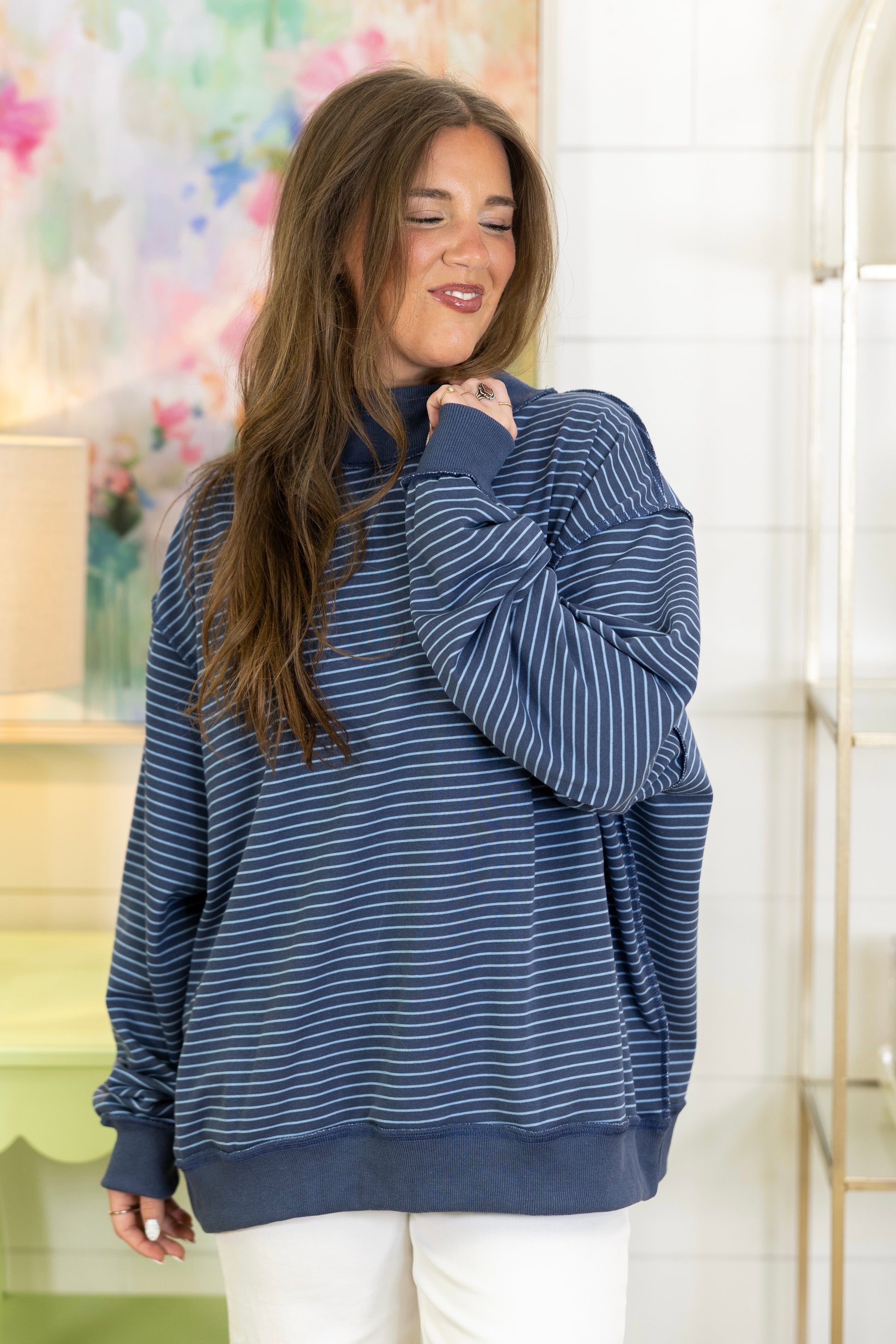 Meet Me at Midnight Mockneck-Sweatshirt-Bucketlist-The Village Shoppe, Women’s Fashion Boutique, Shop Online and In Store - Located in Muscle Shoals, AL.