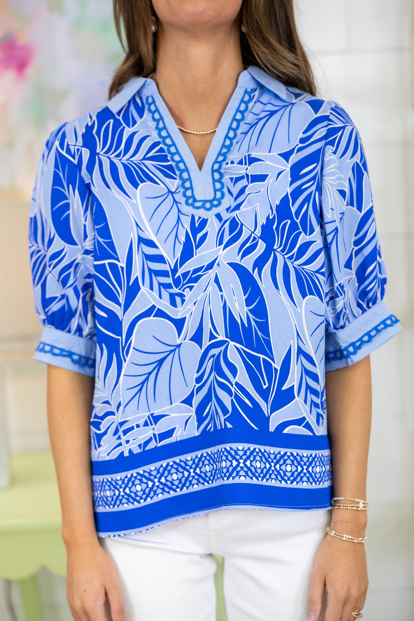 The Shoreline Blouse-Short Sleeves-Umgee-The Village Shoppe, Women’s Fashion Boutique, Shop Online and In Store - Located in Muscle Shoals, AL.