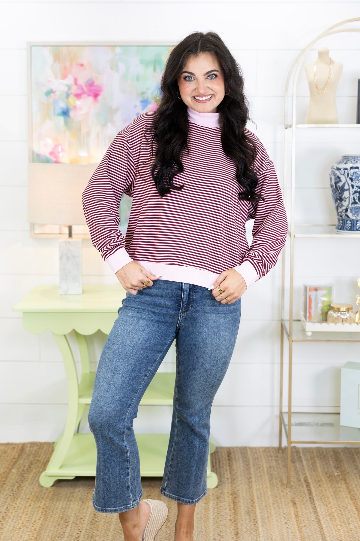 On Repeat Mockneck Pullover-Sweatshirt-Wishlist-The Village Shoppe, Women’s Fashion Boutique, Shop Online and In Store - Located in Muscle Shoals, AL.
