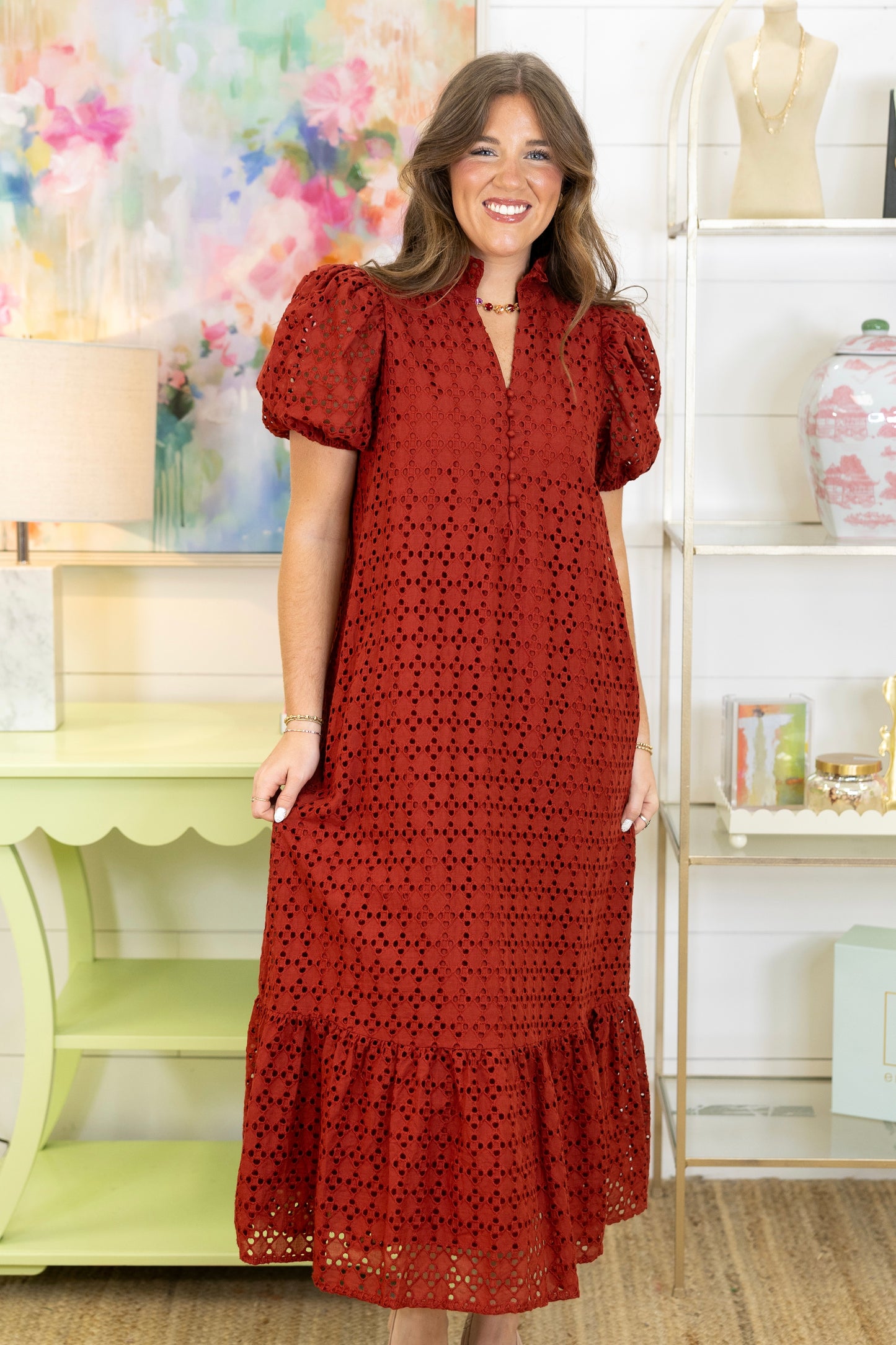 The Elsie Eyelet Midi Dress
