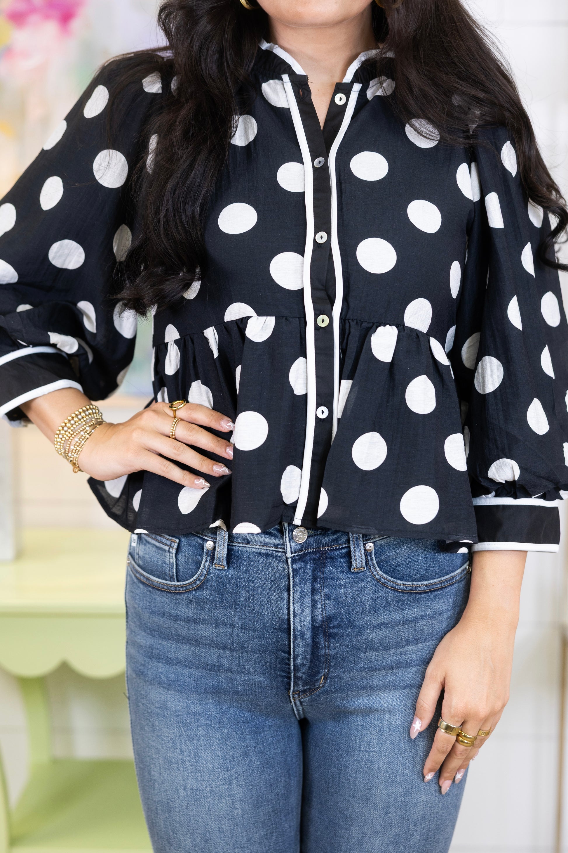 The Lonnie Blouse-3/4 Sleeves-Jodifl-The Village Shoppe, Women’s Fashion Boutique, Shop Online and In Store - Located in Muscle Shoals, AL.