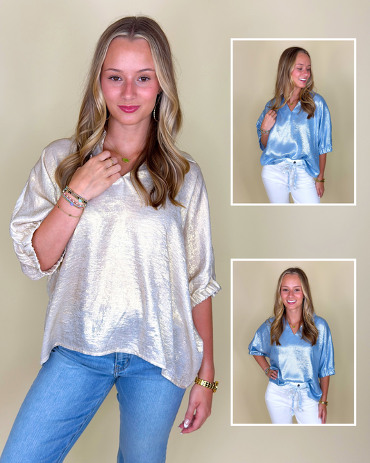 The Rowan Blouse-Short Sleeves-Jodifl-The Village Shoppe, Women’s Fashion Boutique, Shop Online and In Store - Located in Muscle Shoals, AL.