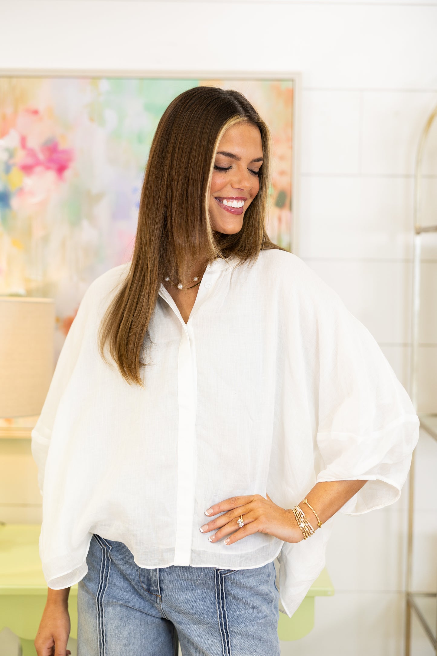 The Zara Linen Blouse-3/4 Sleeves-Fate-The Village Shoppe, Women’s Fashion Boutique, Shop Online and In Store - Located in Muscle Shoals, AL.