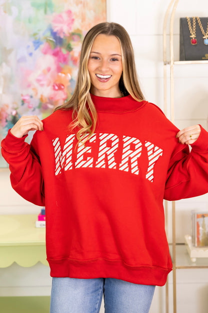 The Merry Mockneck-Sweatshirt-Bucketlist-The Village Shoppe, Women’s Fashion Boutique, Shop Online and In Store - Located in Muscle Shoals, AL.
