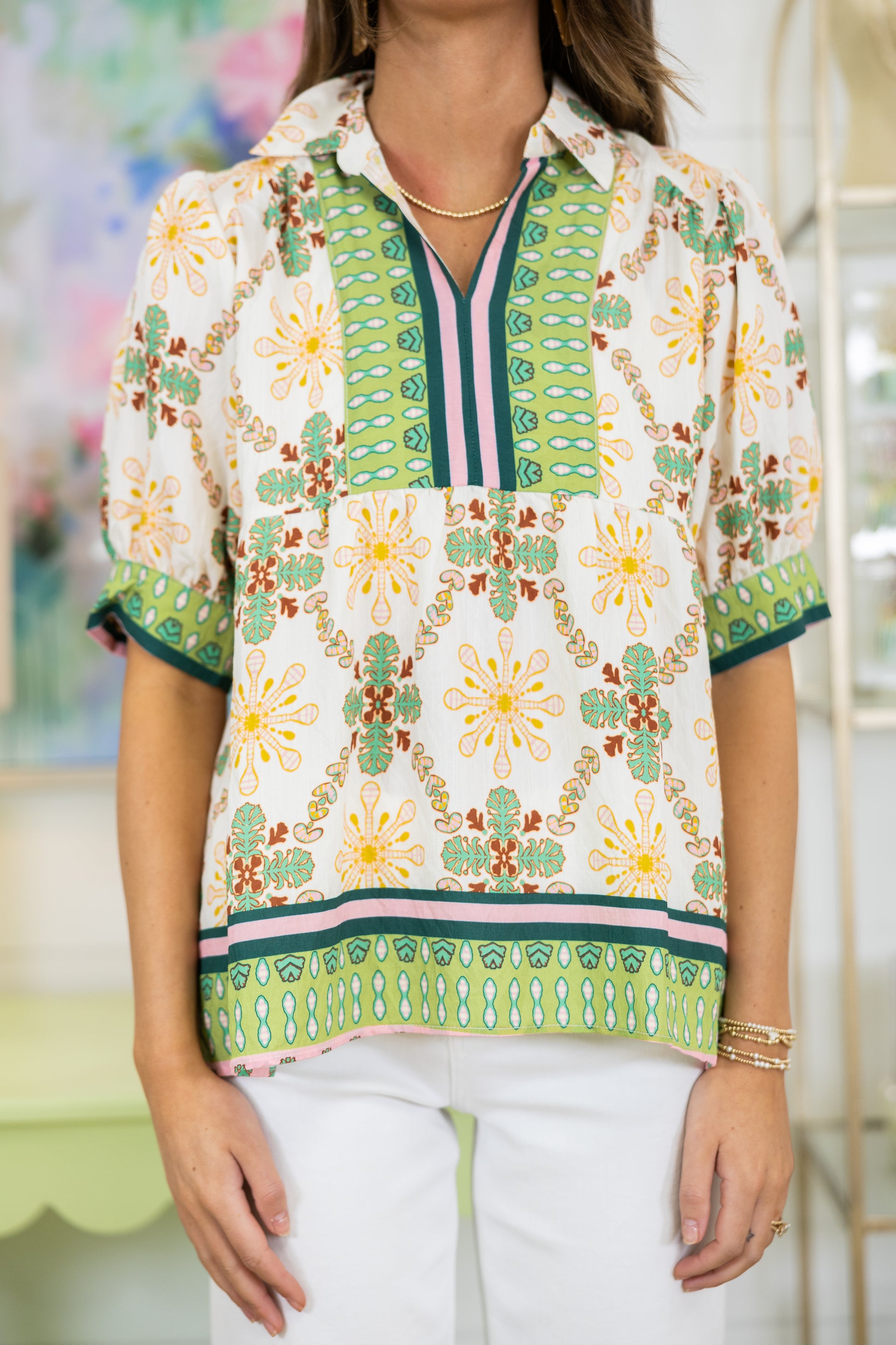 Sun and Sage Blouse-Short Sleeves-Umgee-The Village Shoppe, Women’s Fashion Boutique, Shop Online and In Store - Located in Muscle Shoals, AL.