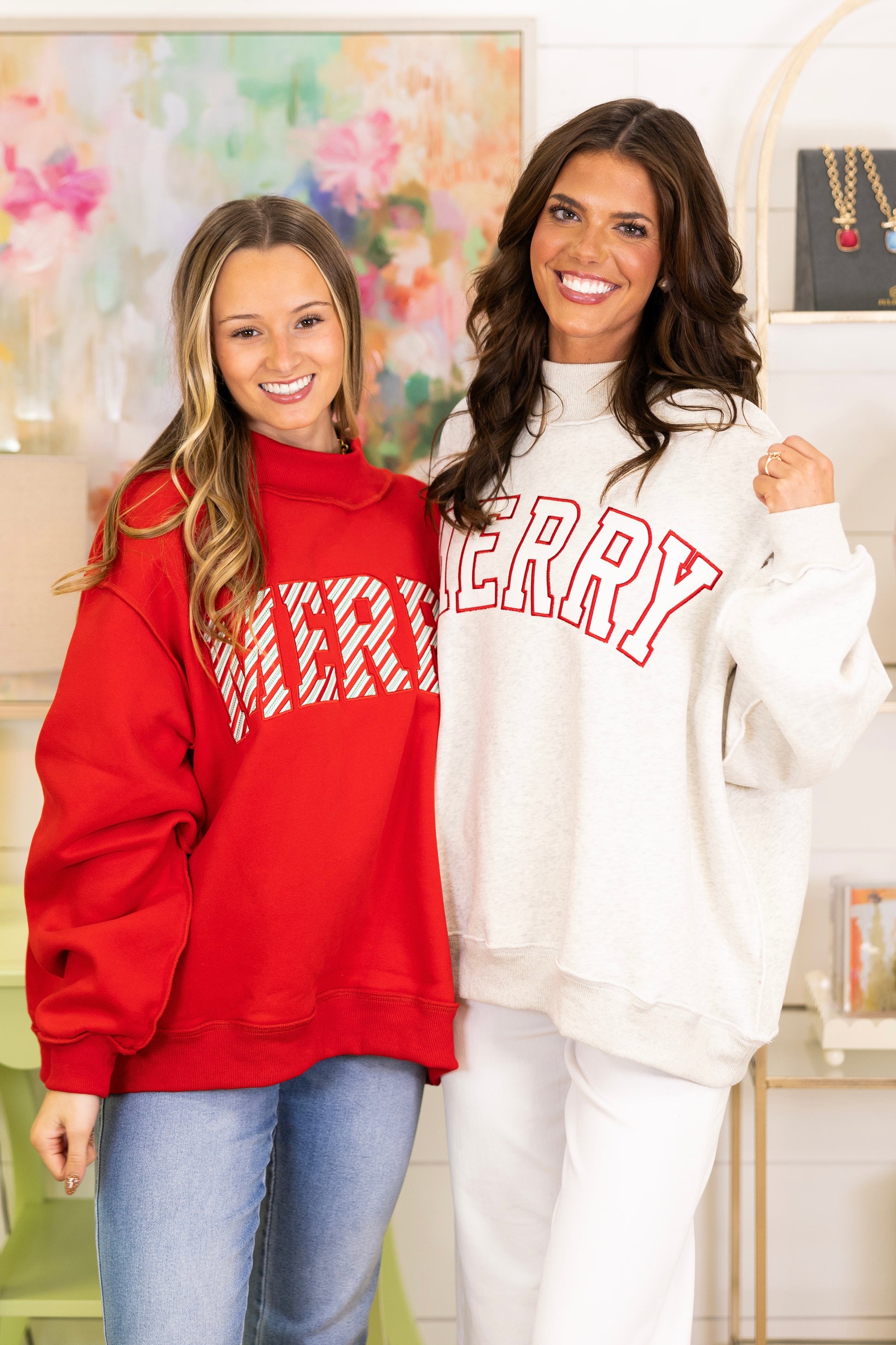 The Merry Mockneck-Sweatshirt-Bucketlist-The Village Shoppe, Women’s Fashion Boutique, Shop Online and In Store - Located in Muscle Shoals, AL.