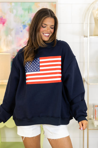Star-Spangled Sweatshirt-Sweatshirt-Bucketlist-The Village Shoppe, Women’s Fashion Boutique, Shop Online and In Store - Located in Muscle Shoals, AL.