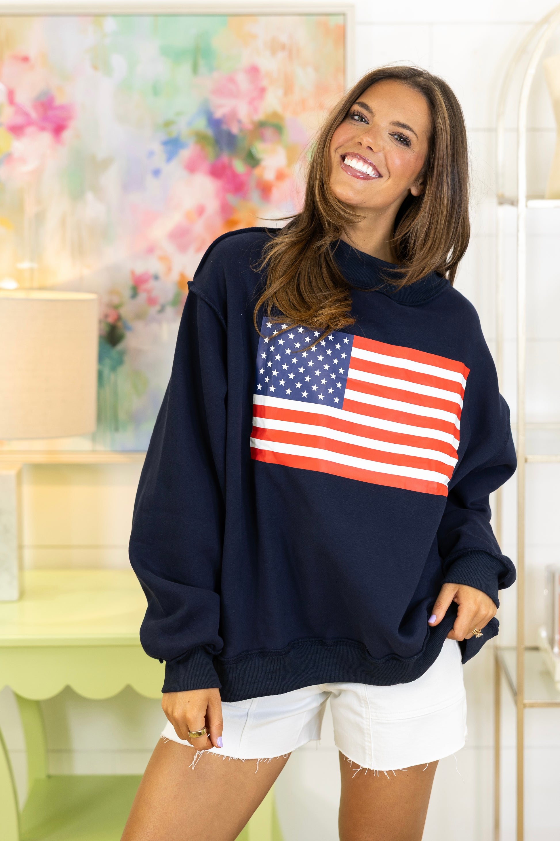 Star-Spangled Sweatshirt-Sweatshirt-Bucketlist-The Village Shoppe, Women’s Fashion Boutique, Shop Online and In Store - Located in Muscle Shoals, AL.