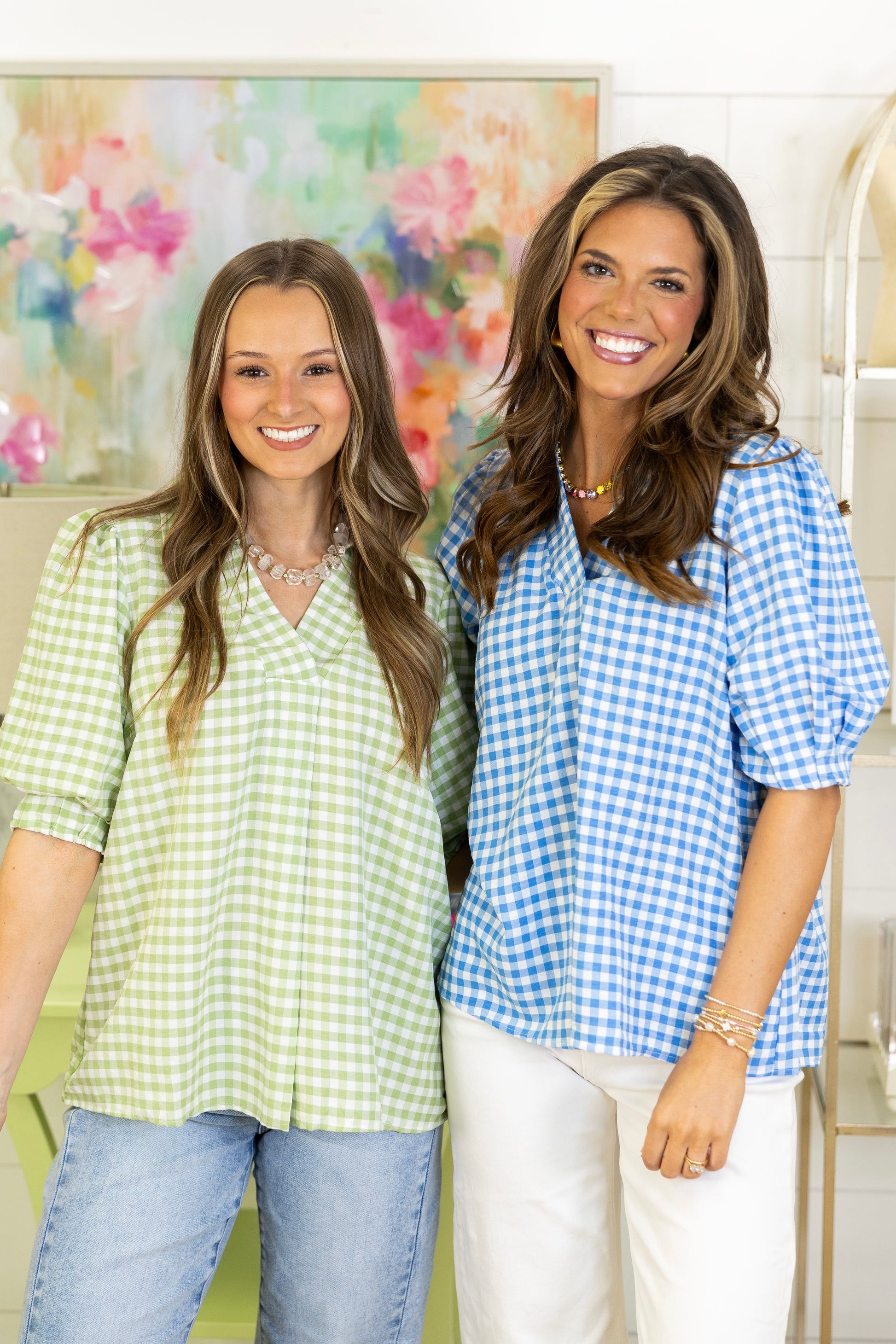 The Gwendolyn Gingham Blouse-Short Sleeves-Umgee-The Village Shoppe, Women’s Fashion Boutique, Shop Online and In Store - Located in Muscle Shoals, AL.