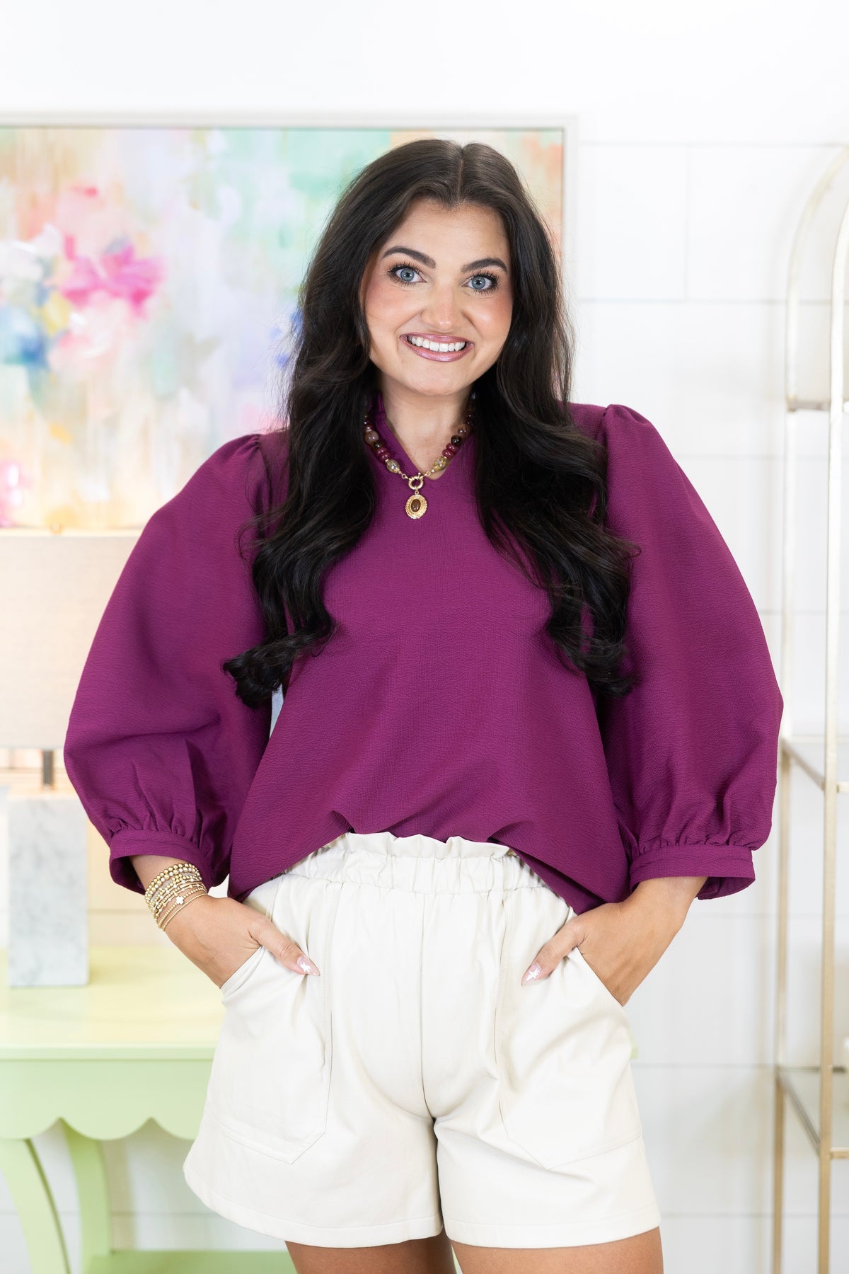 The Meredith Blouse-3/4 Sleeves-Jodifl-The Village Shoppe, Women’s Fashion Boutique, Shop Online and In Store - Located in Muscle Shoals, AL.