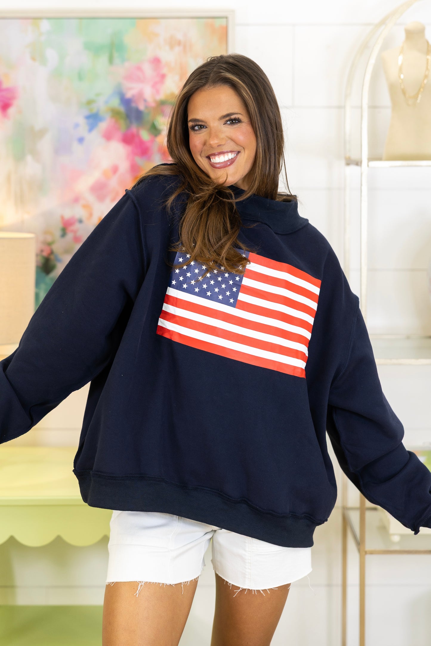 Star-Spangled Sweatshirt-Sweatshirt-Bucketlist-The Village Shoppe, Women’s Fashion Boutique, Shop Online and In Store - Located in Muscle Shoals, AL.