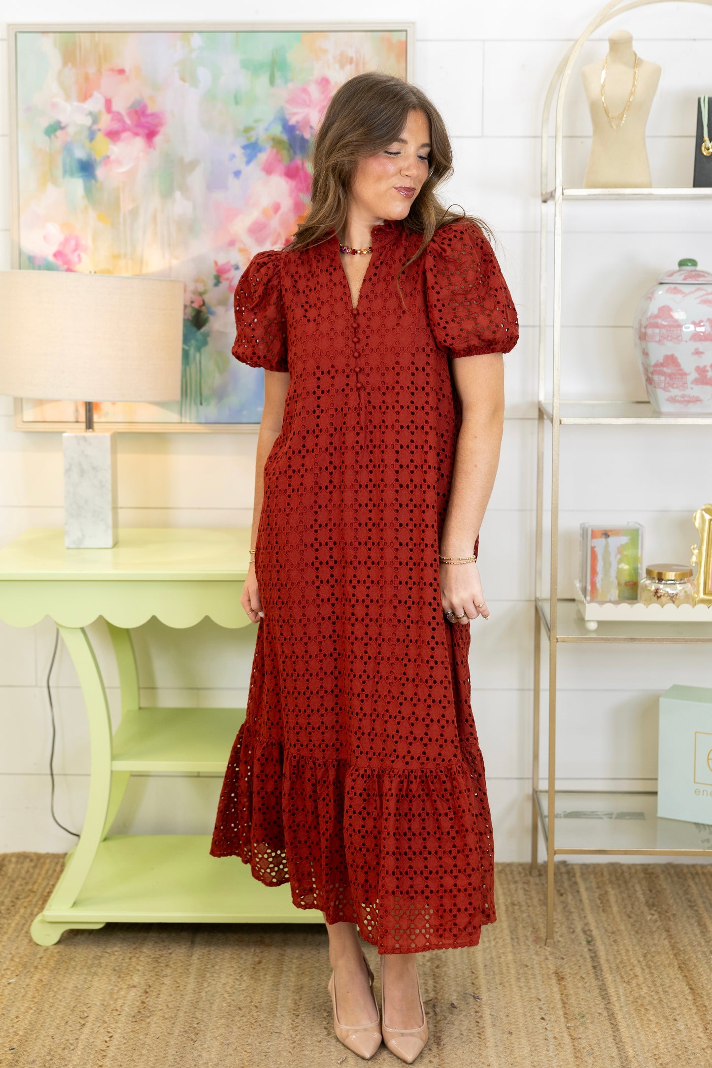 The Elsie Eyelet Midi Dress