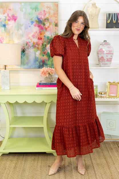 The Elsie Eyelet Midi Dress