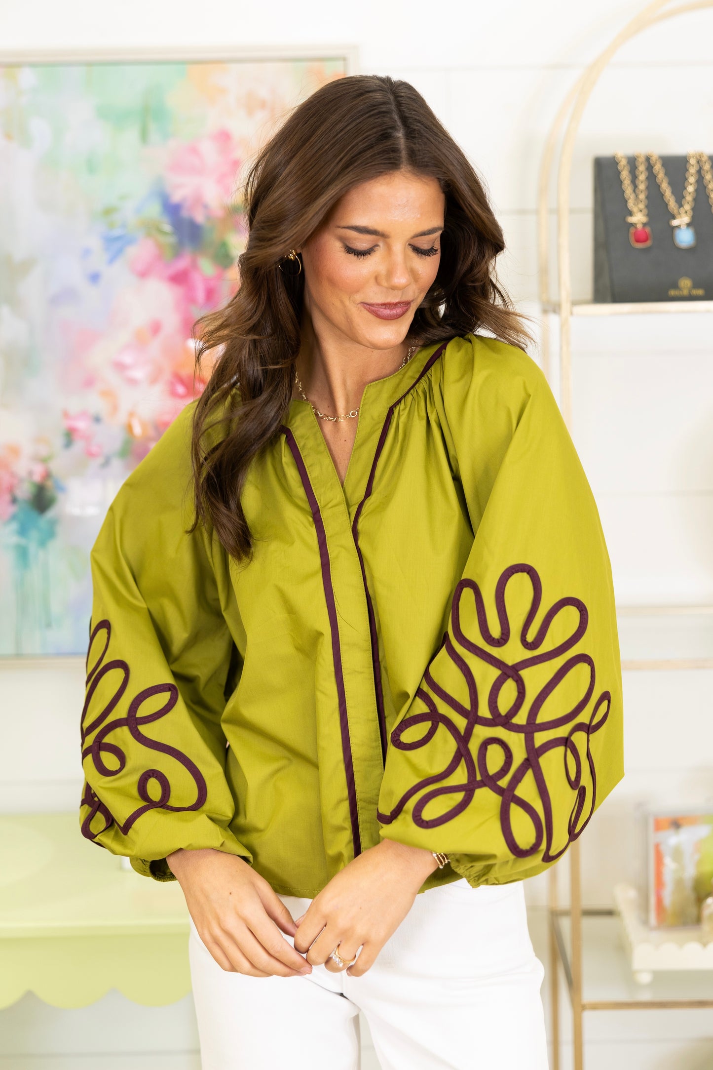 The Collier Blouse-Long Sleeves-Glam-The Village Shoppe, Women’s Fashion Boutique, Shop Online and In Store - Located in Muscle Shoals, AL.