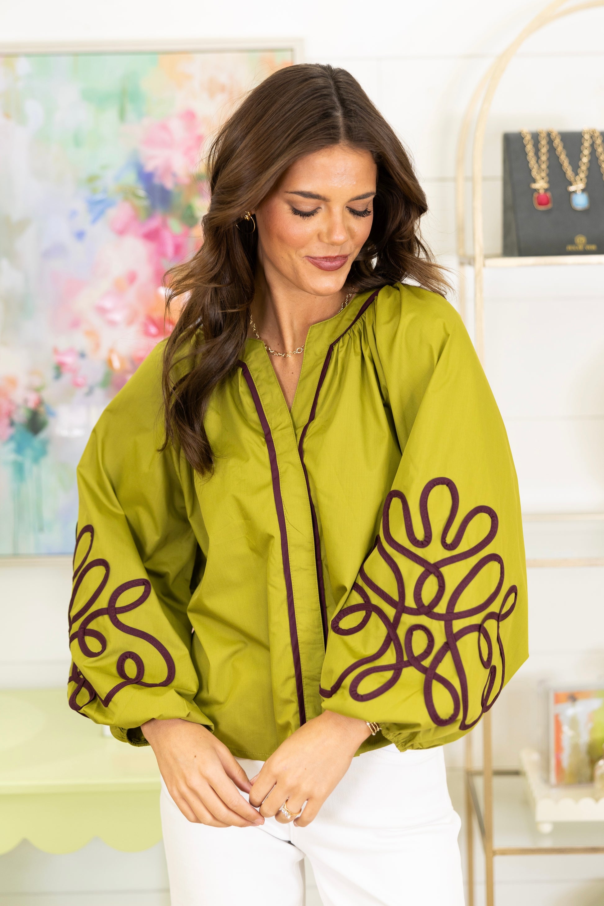 The Collier Blouse-Long Sleeves-Glam-The Village Shoppe, Women’s Fashion Boutique, Shop Online and In Store - Located in Muscle Shoals, AL.