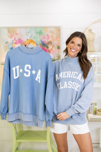 American Classic Mockneck-Sweatshirt-Le Lis-The Village Shoppe, Women’s Fashion Boutique, Shop Online and In Store - Located in Muscle Shoals, AL.