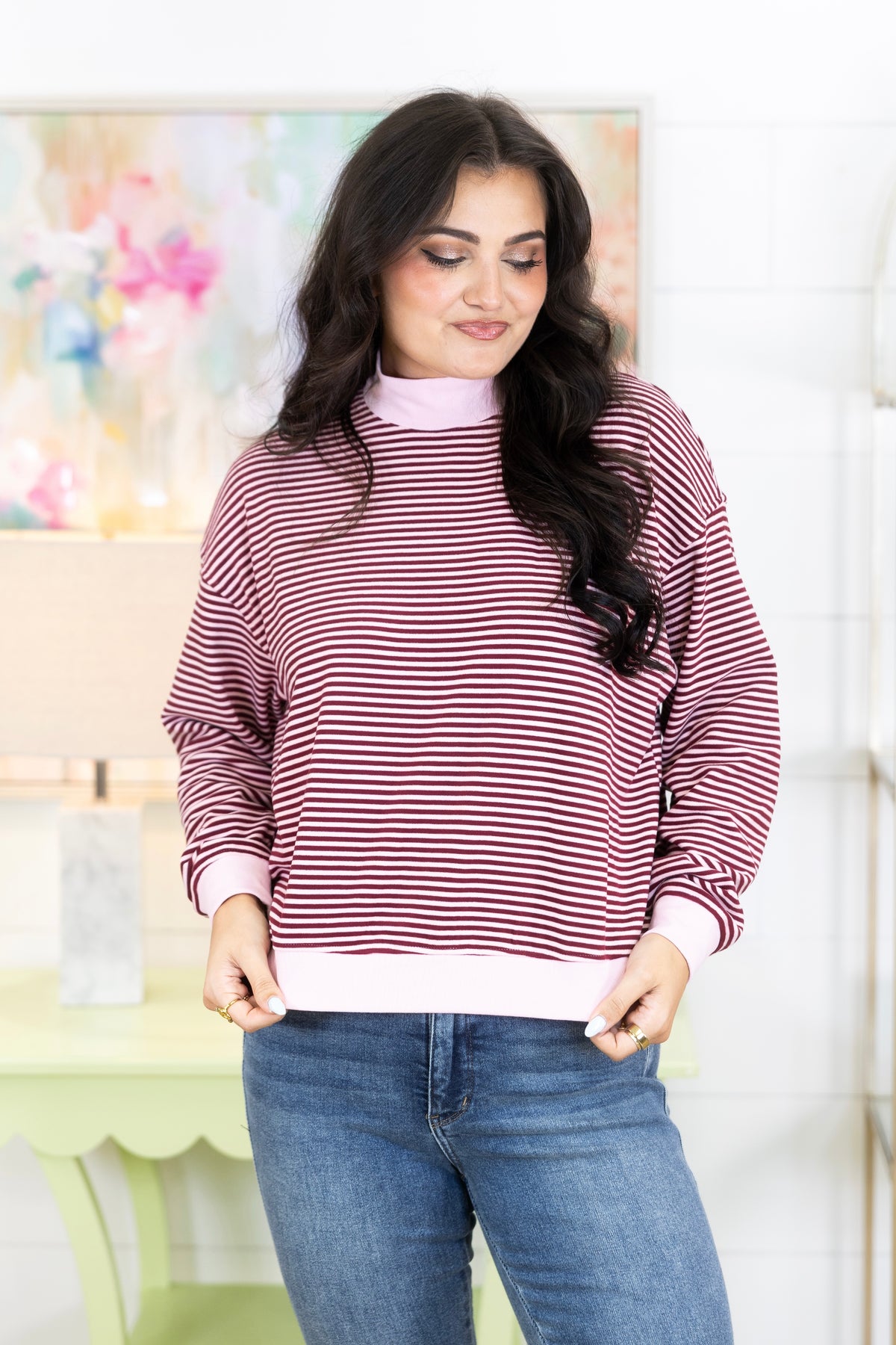 On Repeat Mockneck Pullover-Sweatshirt-Wishlist-The Village Shoppe, Women’s Fashion Boutique, Shop Online and In Store - Located in Muscle Shoals, AL.