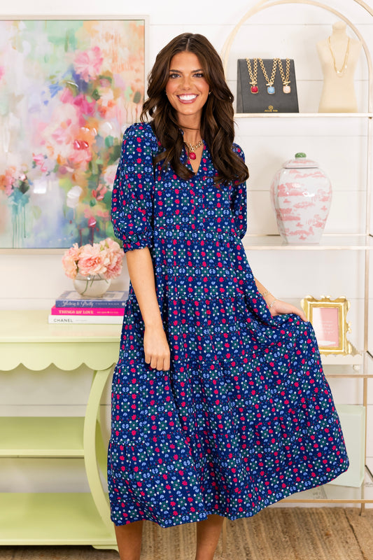 The Sicily Midi Dress-Midi Dress-Mary Square-The Village Shoppe, Women’s Fashion Boutique, Shop Online and In Store - Located in Muscle Shoals, AL.