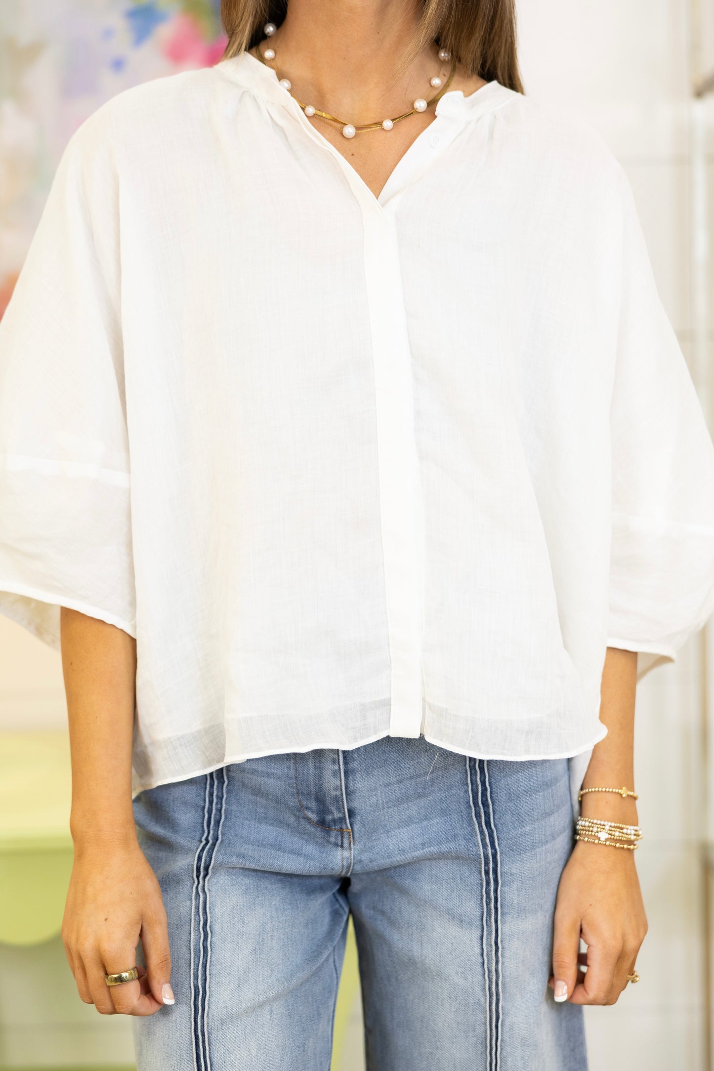 The Zara Linen Blouse-3/4 Sleeves-Fate-The Village Shoppe, Women’s Fashion Boutique, Shop Online and In Store - Located in Muscle Shoals, AL.