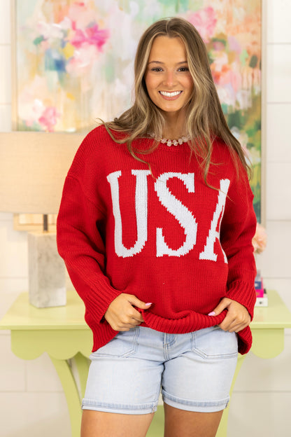 Small Town USA Sweater-Sweaters-Le Lis-The Village Shoppe, Women’s Fashion Boutique, Shop Online and In Store - Located in Muscle Shoals, AL.